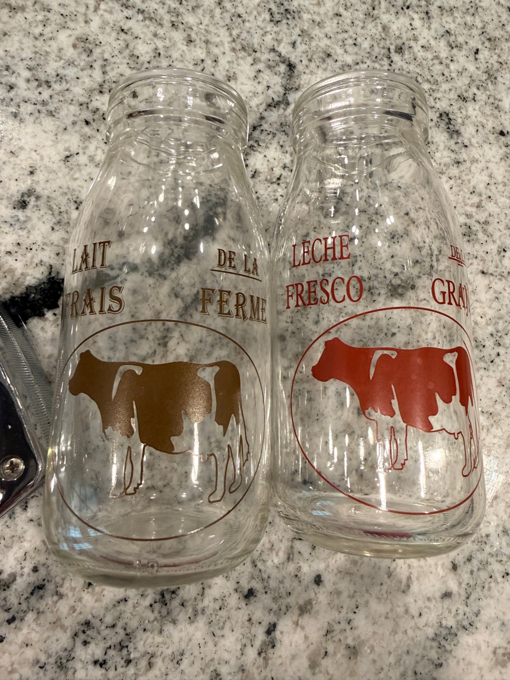 French Milk Glass Bottles for Coffee or Tea